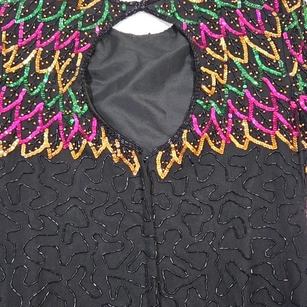 Vintage Stenay Beaded Sequined Multi Colored Dress size M JENNYFER - Picture 9 of 15